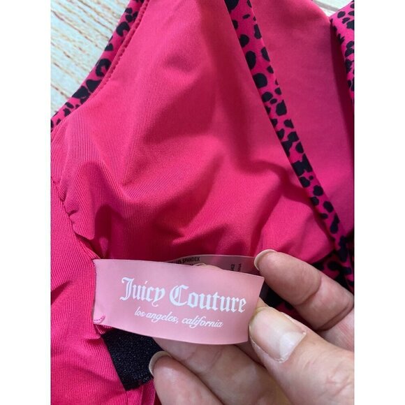 Juicy Couture Women's Pink Leopard Print Ruffle One Piece Swimsuit - Large - Picture 11 of 12